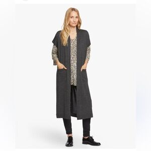MASAI Copenhagen Wool Lee Cardigan duster vest 43” long dark heather grey sz XS